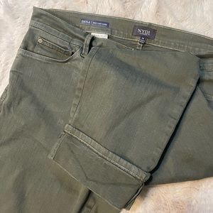 Olive color, wide cuff capri